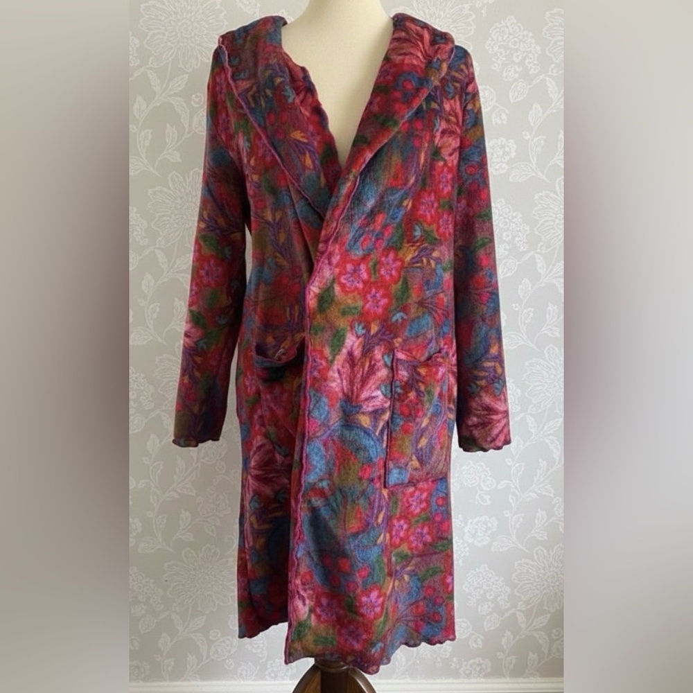 Natural Life Cozy Fleece Floral BOHO Super Soft Robe Size XS *No Belt*